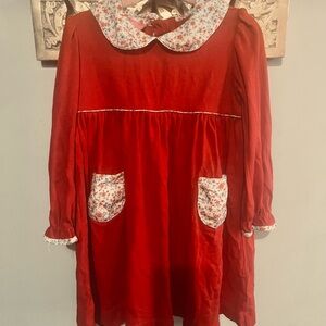 Adorable Red Kids Dress with Floral Accents
